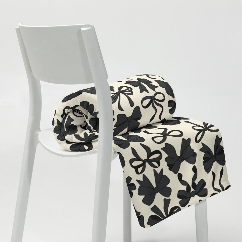 Black Coquette Bow Throw Blanket