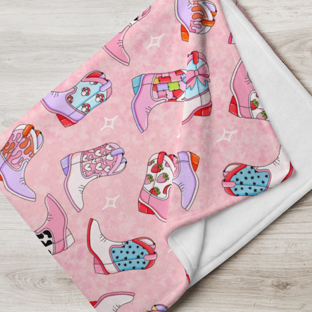 Retro Cowgirl Boots Throw Blanket