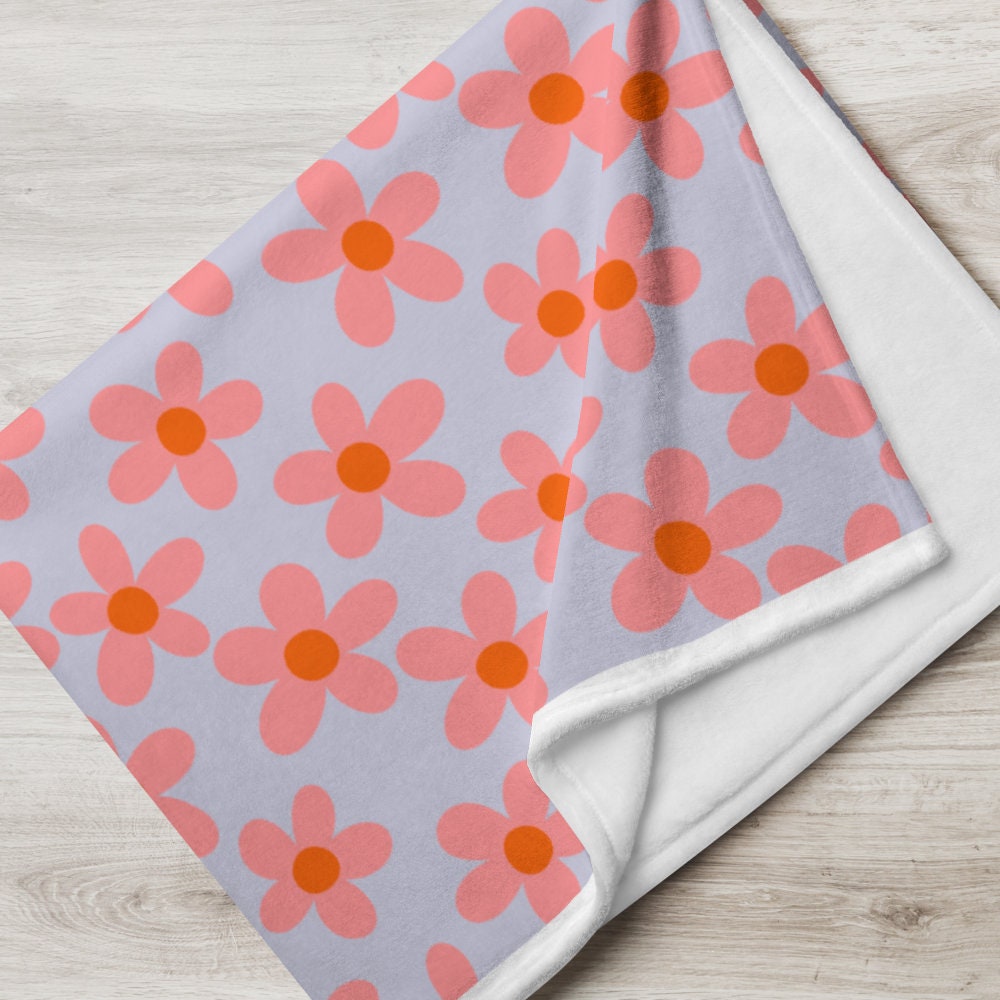 Retro Floral Throw Blanket