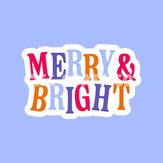 Merry and Bright Sticker, merry and bright, christmas sticker, holiday decal, christmas gift, sticker, cute merry christmas