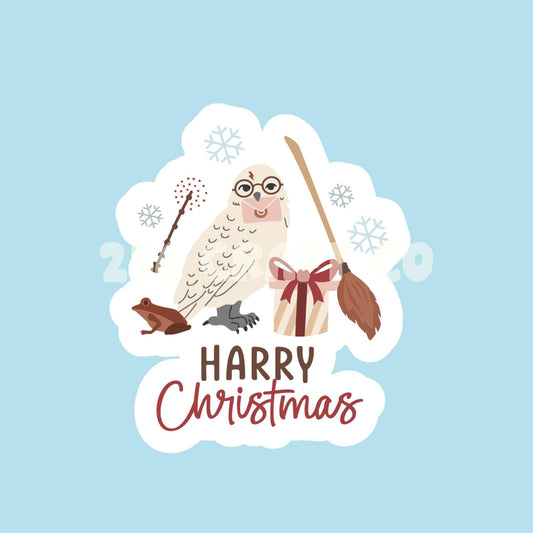 Harry Christmas Sticker, Boy wizard sticker, magic sleigh ride, peppermint toads, skeletal horse, wizard Christmas, Forest forbidden